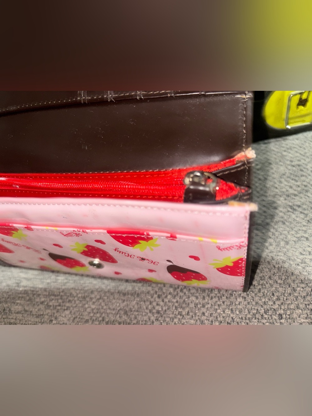 Hello kitty pink long wallet with strawberries printed all over it. 🍓🐱 - Picture 9 of 11